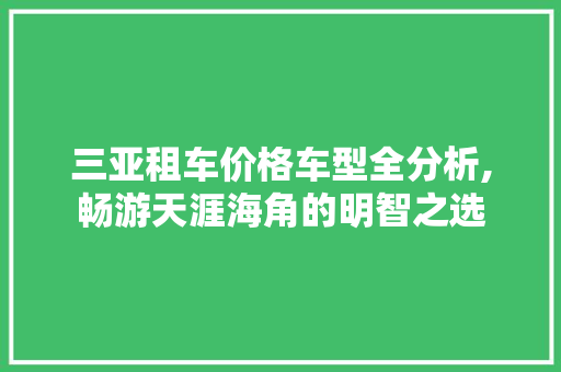 三亚租车价格车型全分析,畅游天涯海角的明智之选