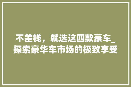不差钱，就选这四款豪车_探索豪华车市场的极致享受