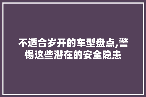不适合岁开的车型盘点,警惕这些潜在的安全隐患