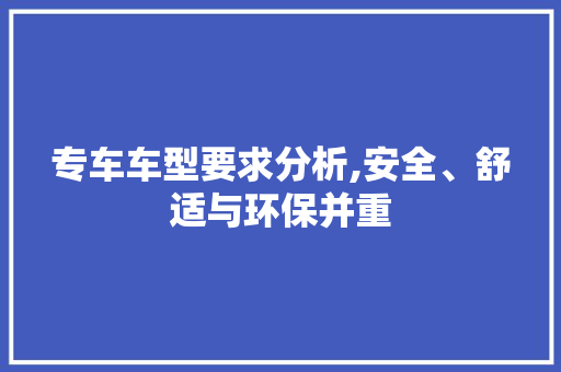 专车车型要求分析,安全、舒适与环保并重