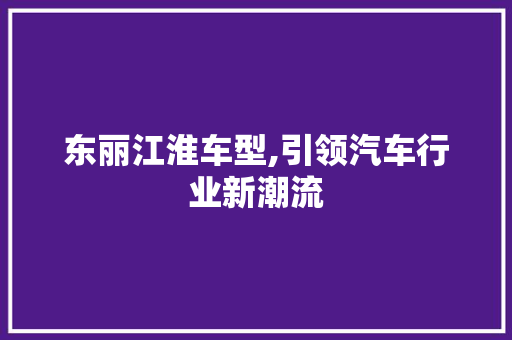 东丽江淮车型,引领汽车行业新潮流