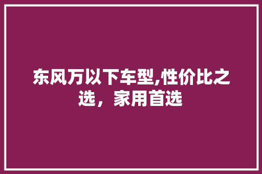 东风万以下车型,性价比之选，家用首选 新能源汽车