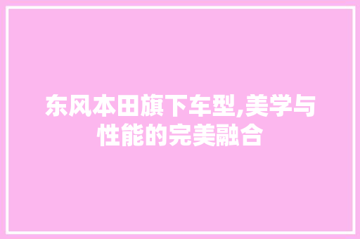东风本田旗下车型,美学与性能的完美融合
