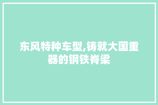 东风特种车型,铸就大国重器的钢铁脊梁