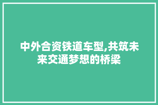 中外合资铁道车型,共筑未来交通梦想的桥梁