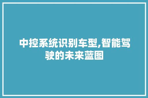 中控系统识别车型,智能驾驶的未来蓝图