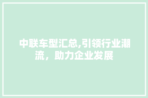 中联车型汇总,引领行业潮流，助力企业发展