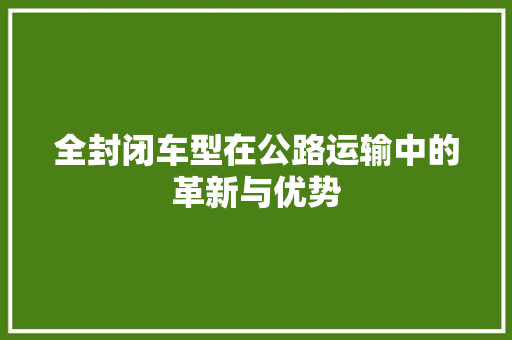 全封闭车型在公路运输中的革新与优势