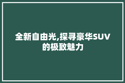 全新自由光,探寻豪华SUV的极致魅力 蓄电池配件
