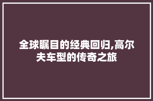 全球瞩目的经典回归,高尔夫车型的传奇之旅