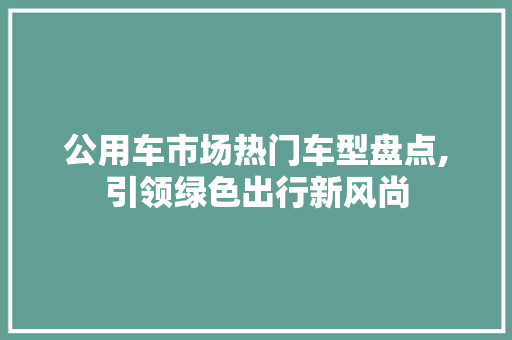 公用车市场热门车型盘点,引领绿色出行新风尚