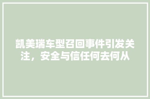 凯美瑞车型召回事件引发关注，安全与信任何去何从