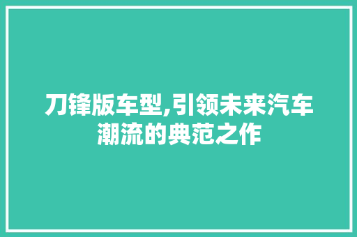 刀锋版车型,引领未来汽车潮流的典范之作 汽车配件