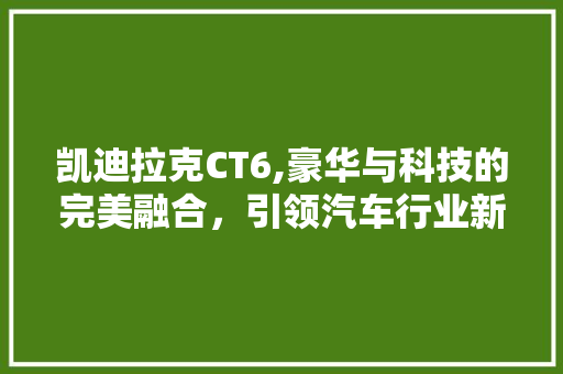 凯迪拉克CT6,豪华与科技的完美融合，引领汽车行业新潮流