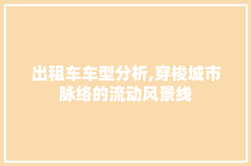 出租车车型分析,穿梭城市脉络的流动风景线