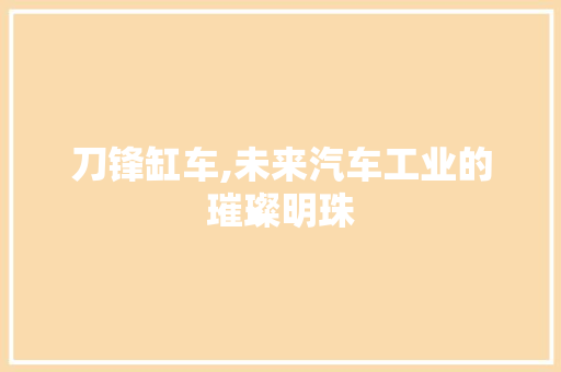 刀锋缸车,未来汽车工业的璀璨明珠 底盘配件