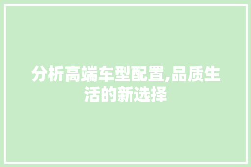 分析高端车型配置,品质生活的新选择