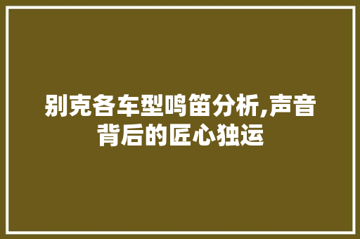 别克各车型鸣笛分析,声音背后的匠心独运