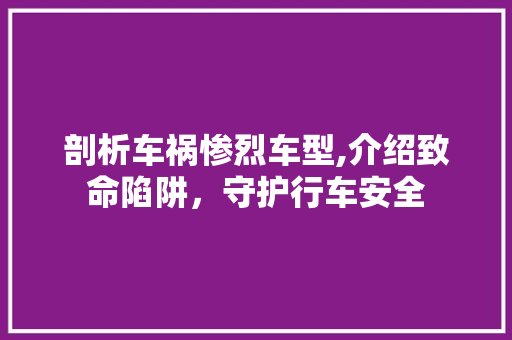 剖析车祸惨烈车型,介绍致命陷阱，守护行车安全