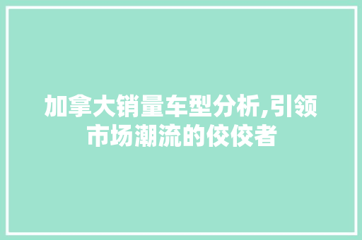 加拿大销量车型分析,引领市场潮流的佼佼者