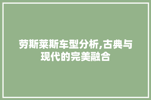 劳斯莱斯车型分析,古典与现代的完美融合