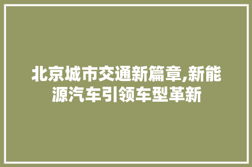 北京城市交通新篇章,新能源汽车引领车型革新
