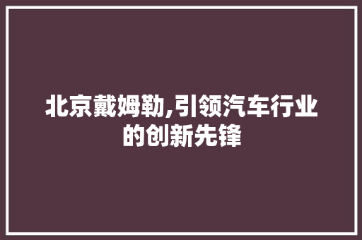 北京戴姆勒,引领汽车行业的创新先锋