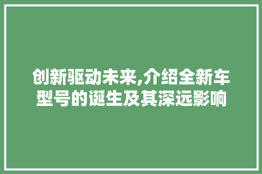 创新驱动未来,介绍全新车型号的诞生及其深远影响 变速箱配件