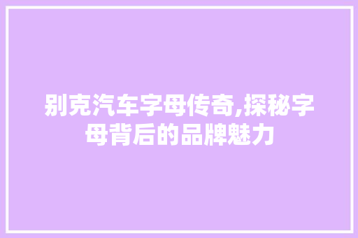 别克汽车字母传奇,探秘字母背后的品牌魅力 变速箱配件