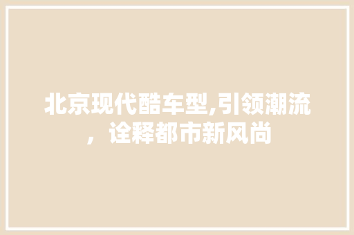 北京现代酷车型,引领潮流，诠释都市新风尚