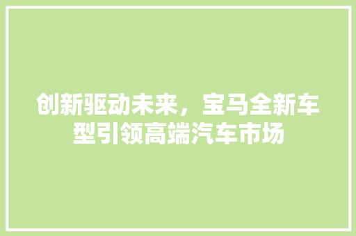 创新驱动未来，宝马全新车型引领高端汽车市场 变速箱配件