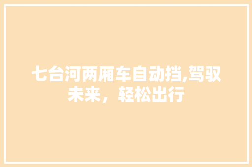 七台河两厢车自动挡,驾驭未来，轻松出行