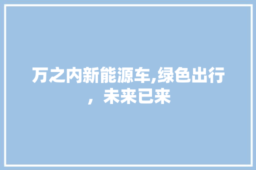 万之内新能源车,绿色出行，未来已来