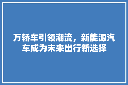 万轿车引领潮流，新能源汽车成为未来出行新选择