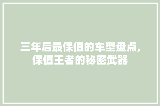三年后最保值的车型盘点,保值王者的秘密武器