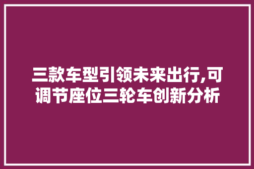 三款车型引领未来出行,可调节座位三轮车创新分析