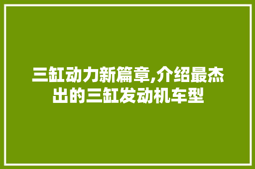 三缸动力新篇章,介绍最杰出的三缸发动机车型