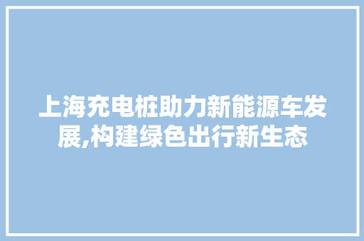 上海充电桩助力新能源车发展,构建绿色出行新生态