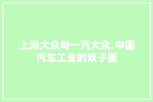 上海大众与一汽大众,中国汽车工业的双子星