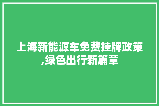 上海新能源车免费挂牌政策,绿色出行新篇章