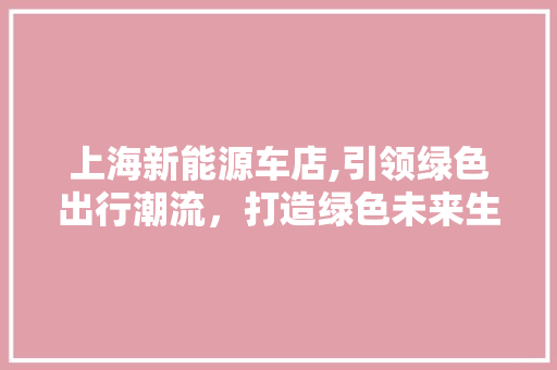 上海新能源车店,引领绿色出行潮流，打造绿色未来生活