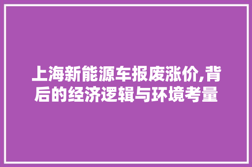 上海新能源车报废涨价,背后的经济逻辑与环境考量