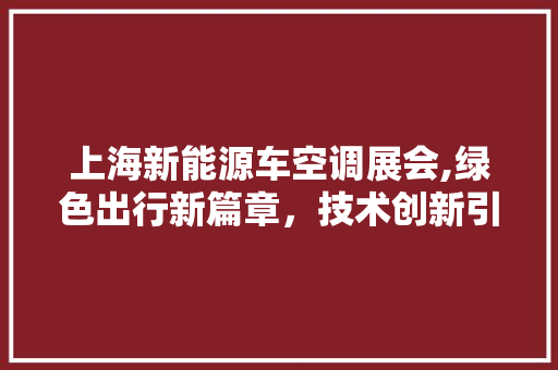 上海新能源车空调展会,绿色出行新篇章，技术创新引领未来