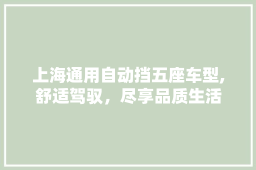 上海通用自动挡五座车型,舒适驾驭，尽享品质生活