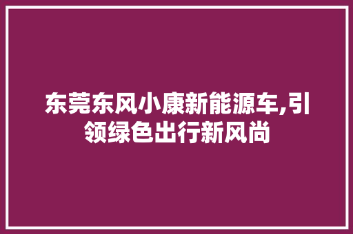 东莞东风小康新能源车,引领绿色出行新风尚