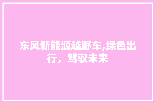 东风新能源越野车,绿色出行，驾驭未来