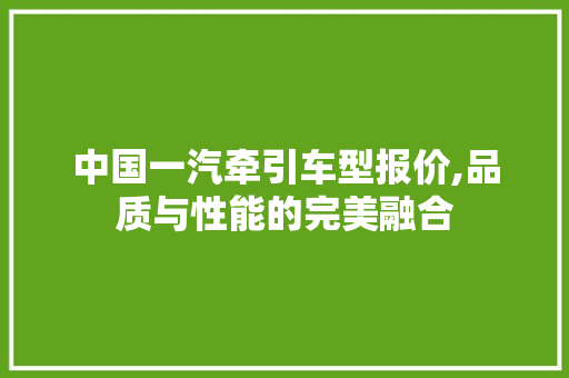 中国一汽牵引车型报价,品质与性能的完美融合