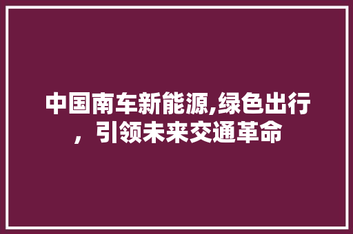 中国南车新能源,绿色出行，引领未来交通革命