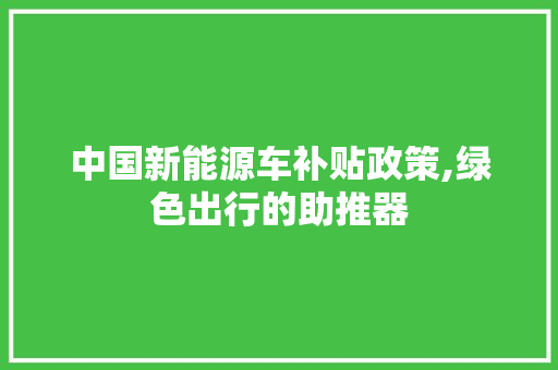 中国新能源车补贴政策,绿色出行的助推器
