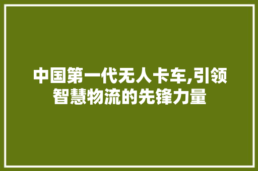 中国第一代无人卡车,引领智慧物流的先锋力量